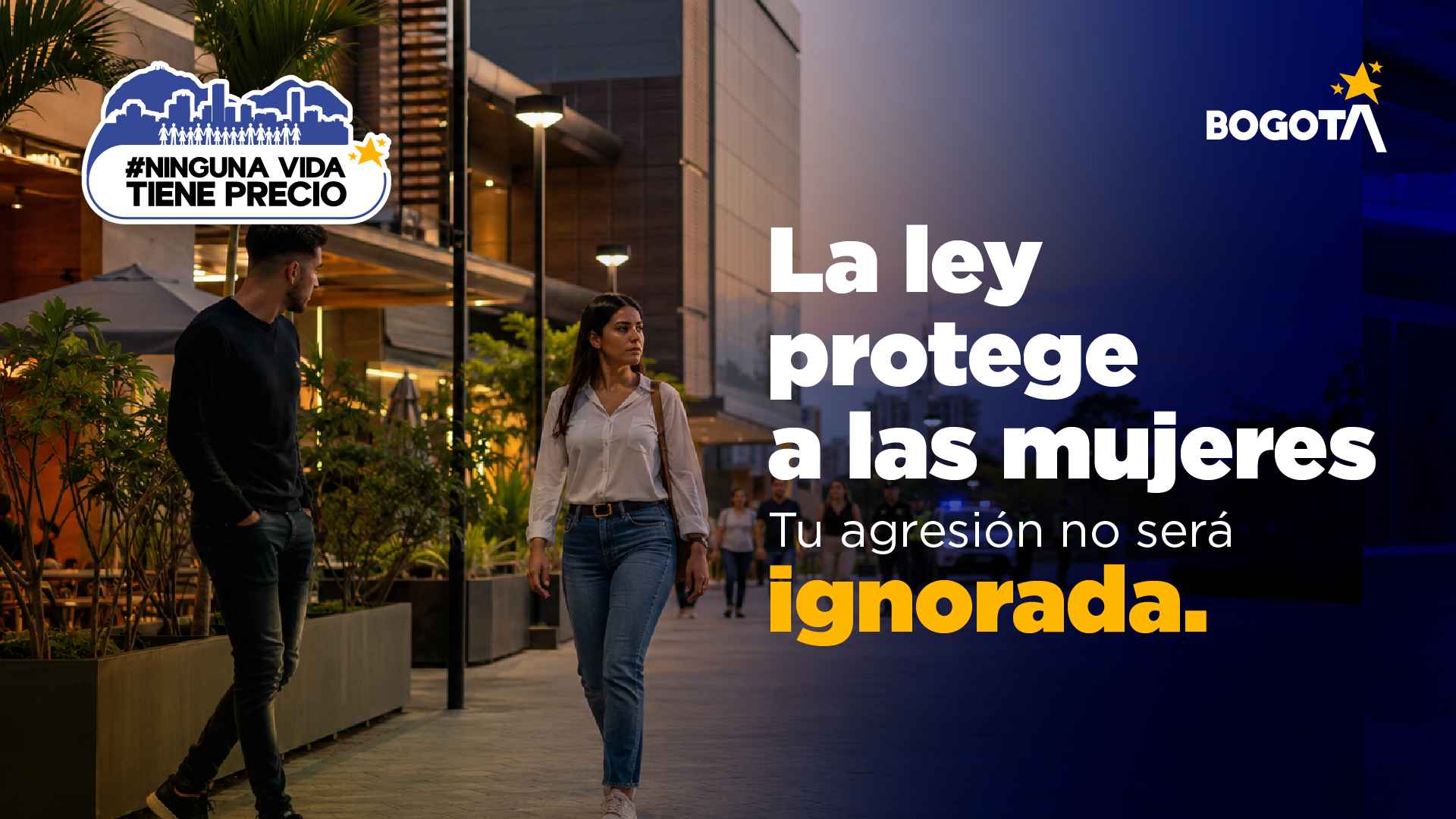 Pieza de campaña: La ley protege a las mujeres. Tu agresión no será ignorada.