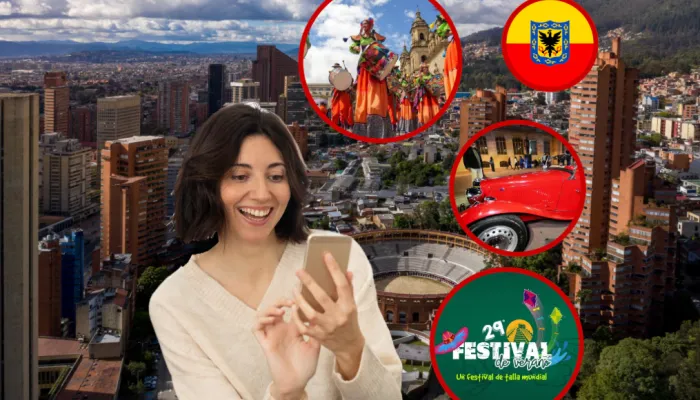 Mujer revisando en su celular lugares de Bogotá para festejar su cumpleaños 488