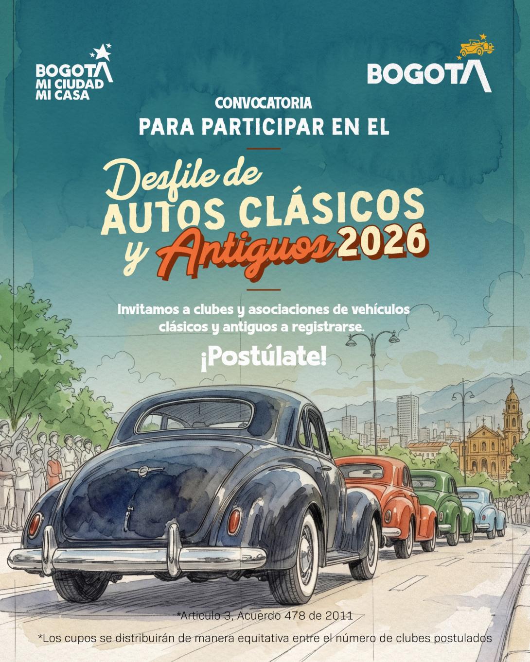 Los clásicos vuelven a rodar: Bogotá abre convocatoria para el Desfile de Autos Clásicos y Antiguos 2026