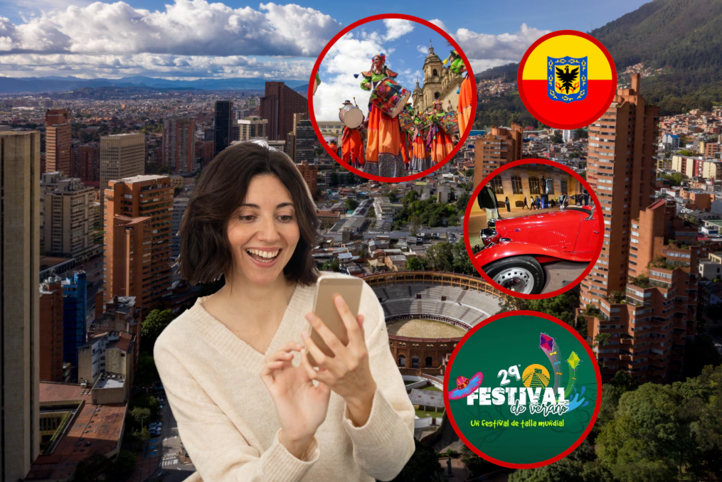 Mujer revisando en su celular lugares de Bogotá para festejar su cumpleaños 488