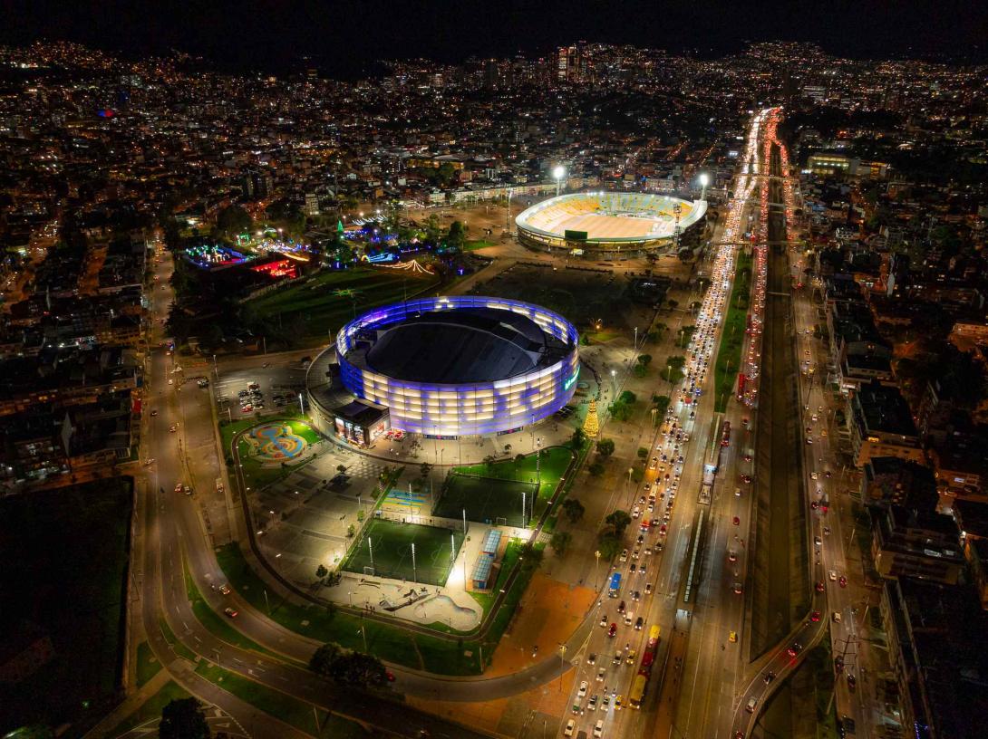 foto drone del movistar arena Bogotá